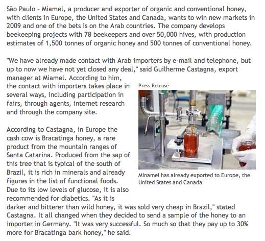 Miamel Seeks Arab Buyer for Its Brazilian Honey